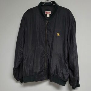 Vintage Winston Bomber Jacket Mens Large Black Silk Eagle Embroidered‎ Cigarette
